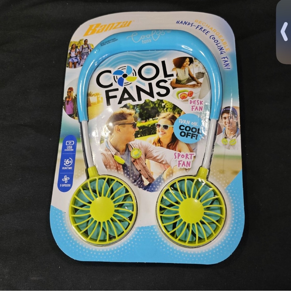 Banza Cool Fans Hands-Free Cooling Fan - Blue and Green